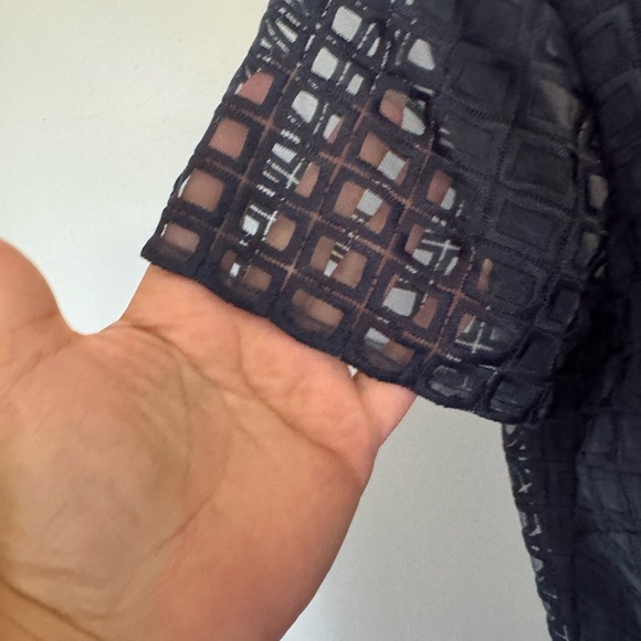 Tahari Navy Textured Midi Dress. Ptp 16” length 38” - Picture 5 of 7